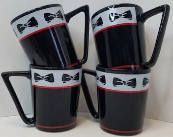 4 Vintage Enesco Puttin&#39; on the Ritz Black Tie Tux Curtis Swann Inc. Mugs -Korea