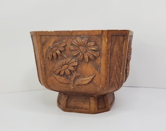 Vintage FTD Four Seasons Flowers Faux Wood Planter Vase 1980