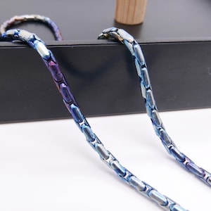 3mm Colored Anodized Titanium Rectangular Box Chain Necklace Hypoallergenic