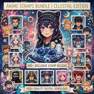 Anime Procreate-stempelborstels: Kawaii-manga-expressies (digitale download)