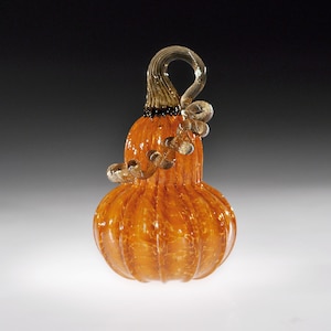 Rust Orange Handblown Glass Gourd