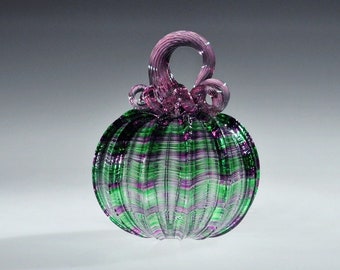 Poison striped Handblown glass pumpkin