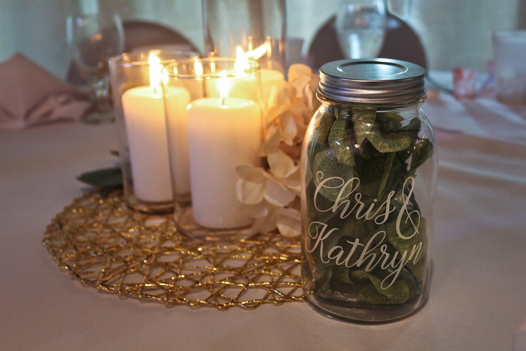 Custom Etched Glass Mason Jar for Weddings, Parties, Baby Showers Etsy