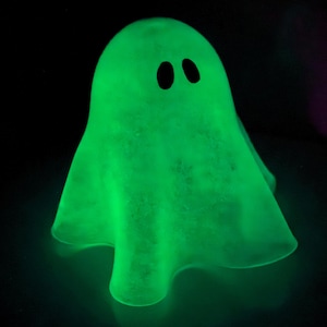 Handblown glass ghost tea light cover, glow in the dark