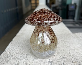 Handmade glass mushroom paperweight