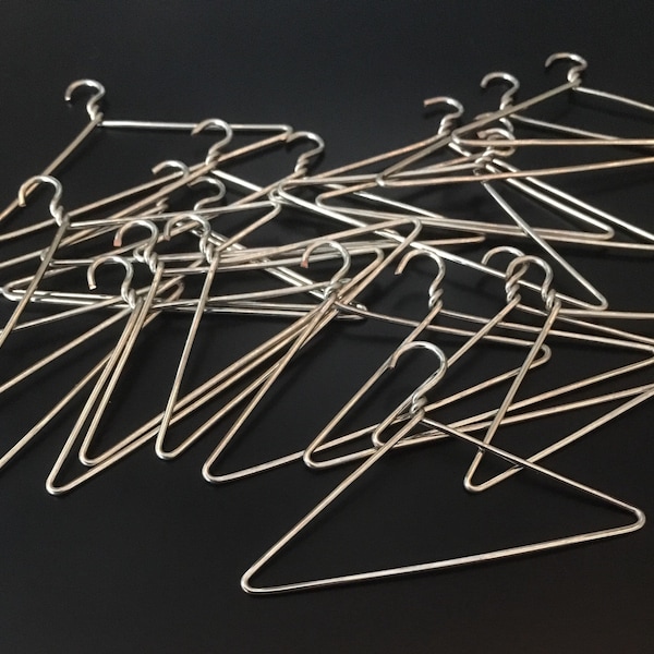Miniature wire coat hangers set of 20, Silver. 3”