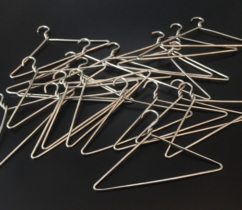 Miniature Doll wire coat hangers Barbie scale (1:6) set of 20, Silver. 2” 