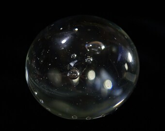 Handmade glass paperweight, clear bubbles