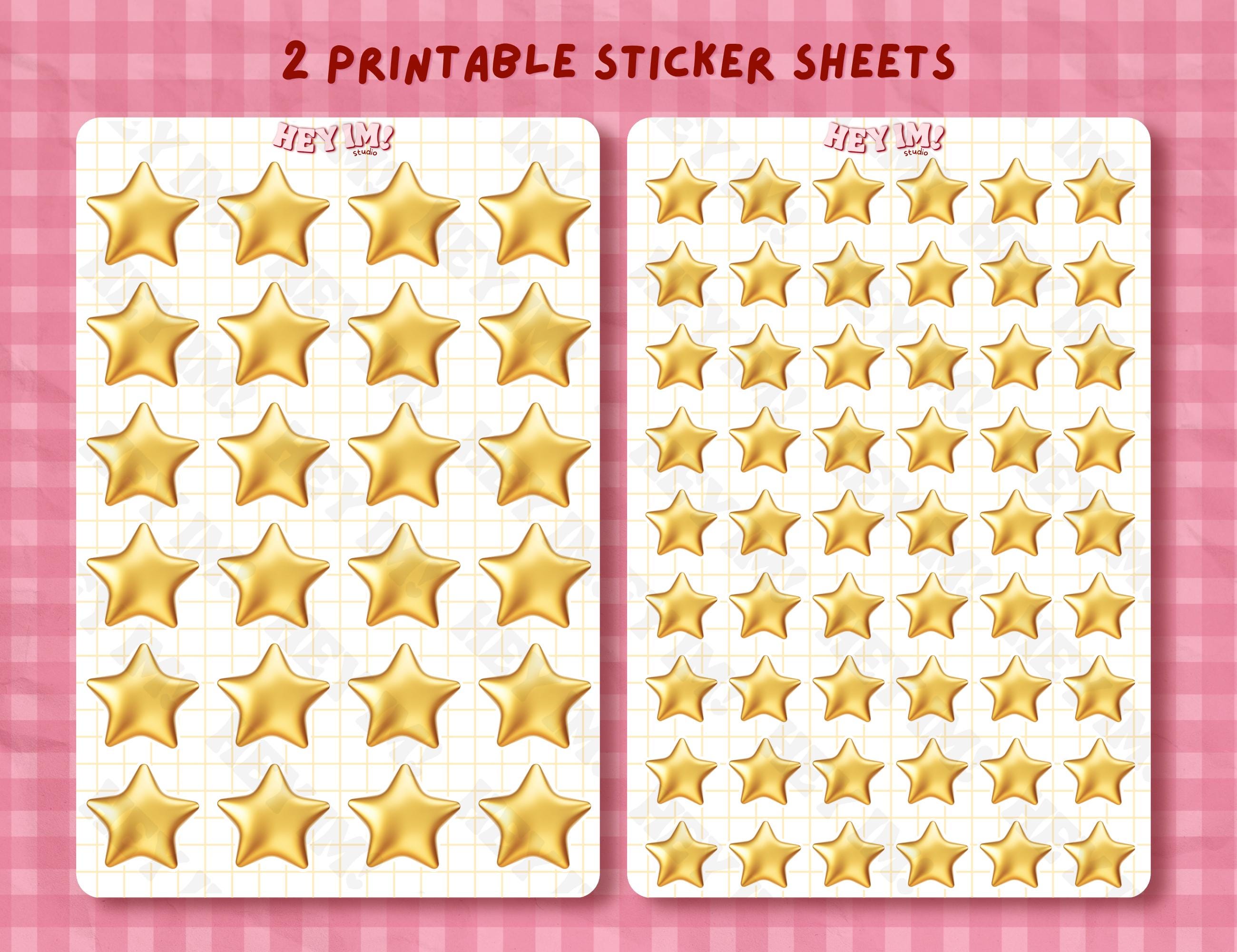 Gold Star Sticker Sheets | Printable Reward Journaling Ephemera ...