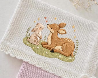 Woodland Deer and Bunny Embroidery Design Cute Forest Animals Nursery ...