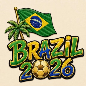 Brazil 2026 Soccer Patch Design, Football Fan Artwork, Flag Sports Pattern (Digital Download)