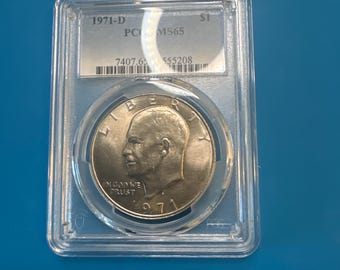 1971-D Eisenhower Dollar PCGS MS65 Graded Ike Dollar Brilliant Uncirculated (#014511)
