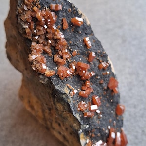 Red Vanadinite Crystals on Matrix - Mibladen Morocco Mineral