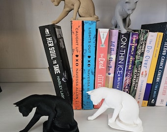 Cat Bookend, Reading Nook Decor, Bookshelf Accent, Book Lover Gift, Shelf Decor