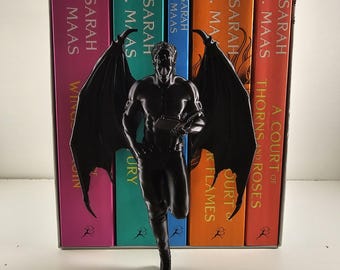Statuetta di lettore alato, decorazione fantasy per mensole, regalo dark romance, per amanti dei libri