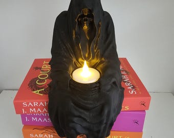 Decoración de estantería de la Parca, portavelas gótico, decoración de fantasía, regalo para amantes de los libros