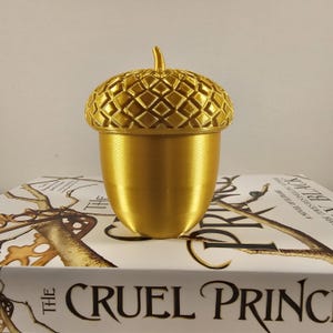 Golden Acorn Box, Hidden Storage Trinket, Fae Inspired Decor, Fantasy Gift, Secret Keepsake Container