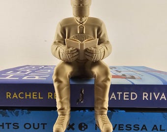Hockey Reader Figurine, Sports Romance Book Boyfriend, MMC Decor, Book Lover Gift, Bookshelf Accent