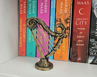 Fantasy Harp Display, Magical Artifact Decor, Bookshelf Prop, Book Lover Gift