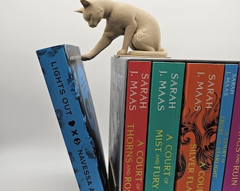 Cat Bookend, Reading Nook Decor, Bookshelf Accent, Book Lover Gift, Shelf Decor