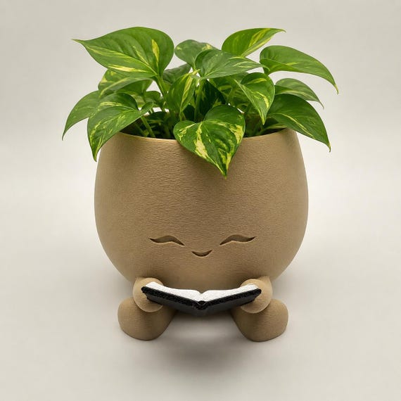 Reading Planter, Cute Plant Pot, Book Lover Decor, Cozy Home Accent