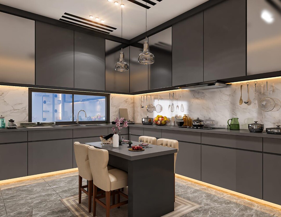 Custom Kitchen Interior Design | 3D Kitchen Rendering & Realistic ...