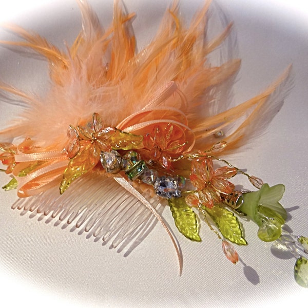 Crystal Feather Haircomb Elven Headdress Fairy Hairpiece F-107