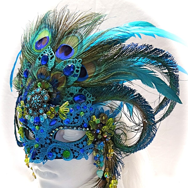 Mrs. Peacock Masquerade Mask Venetian Masks Lace Mask MA-103