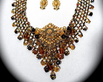 Juego de collar de babero de cuentas Autumn Collar Assemblage Jewelry N-113