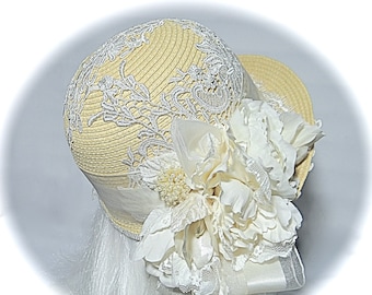 Bridal Cloche Hat Flapper Hats Ivory Bridal Hats DH-132