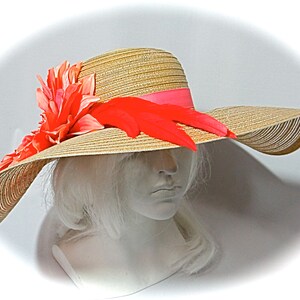 Tan & Melon Sinamay Sun Hat Womens Summer Hats DH-139