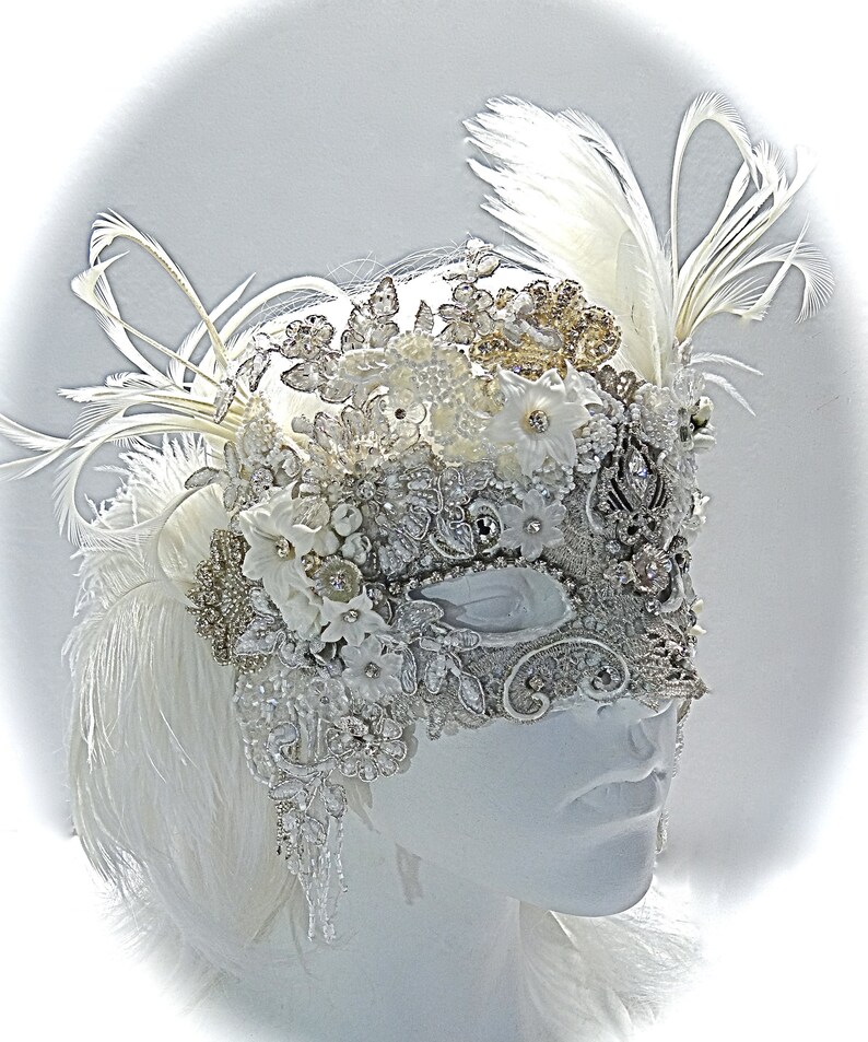 White Queen Masquerade Mask Masks Bridal Lace Mask Etsy