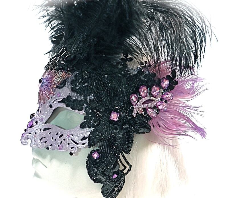 Lavender Jewel Masquerade Mask Lace Masks Carnivale Etsy