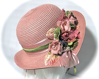 Rose Floral Cloche Flapper Hat Vintage Hats DH-105