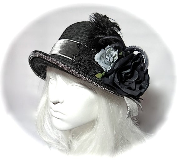 Black & Gray Cloche Vintage Hats Flapper Hat Womens Hats DH 