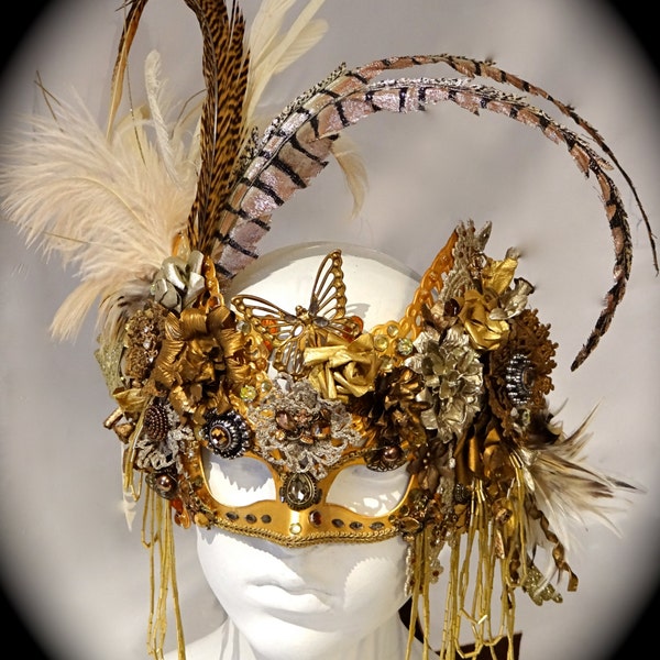 Golden Empress Venetian Masquerade Ball Mask Carnevale Masks Mardi Gras OOAK