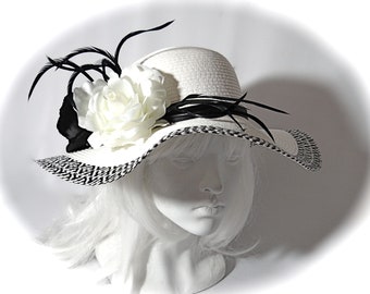 Black & White Kentucky Derby Hat Sun Hats Ladies Accessories DH-128