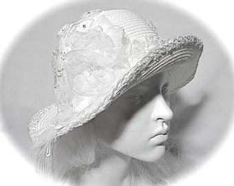 White Lace Cloche Bridal Hats Flapper Hat DH-108