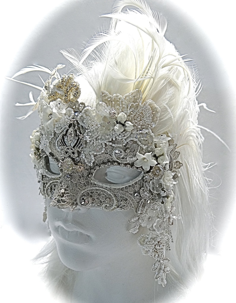 White Queen Masquerade Mask Masks Bridal Lace Mask Etsy