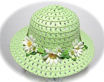 Little Girls Lime Easter Hat Tea Party Hats,Girls Sun Hats GH-104