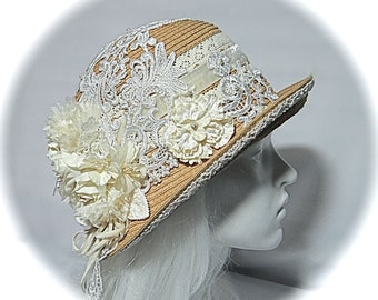Lace Cloche Ivory Bridal Hats Vintage Hat DH-146