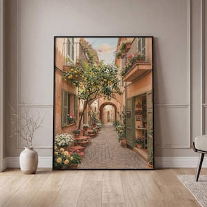 Mediterranean Lemon Tree Alley Print, Amalfi Coast Wall Art, Rustic Italian Vintage Village Photo, Old Money Decor, Digital Download