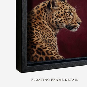 Above Bed Maroon Leopard Canvas, Framed Burgundy Cheetah Wall Art, Horizontal Animal Print, Large Maximalist Decor For Over The Bed image 5