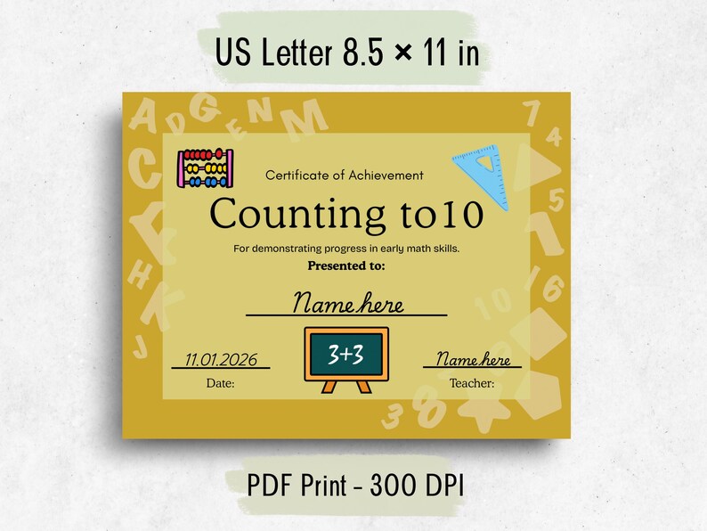 9 Editable Math Award Certificates for Preschool Counting (digital ...