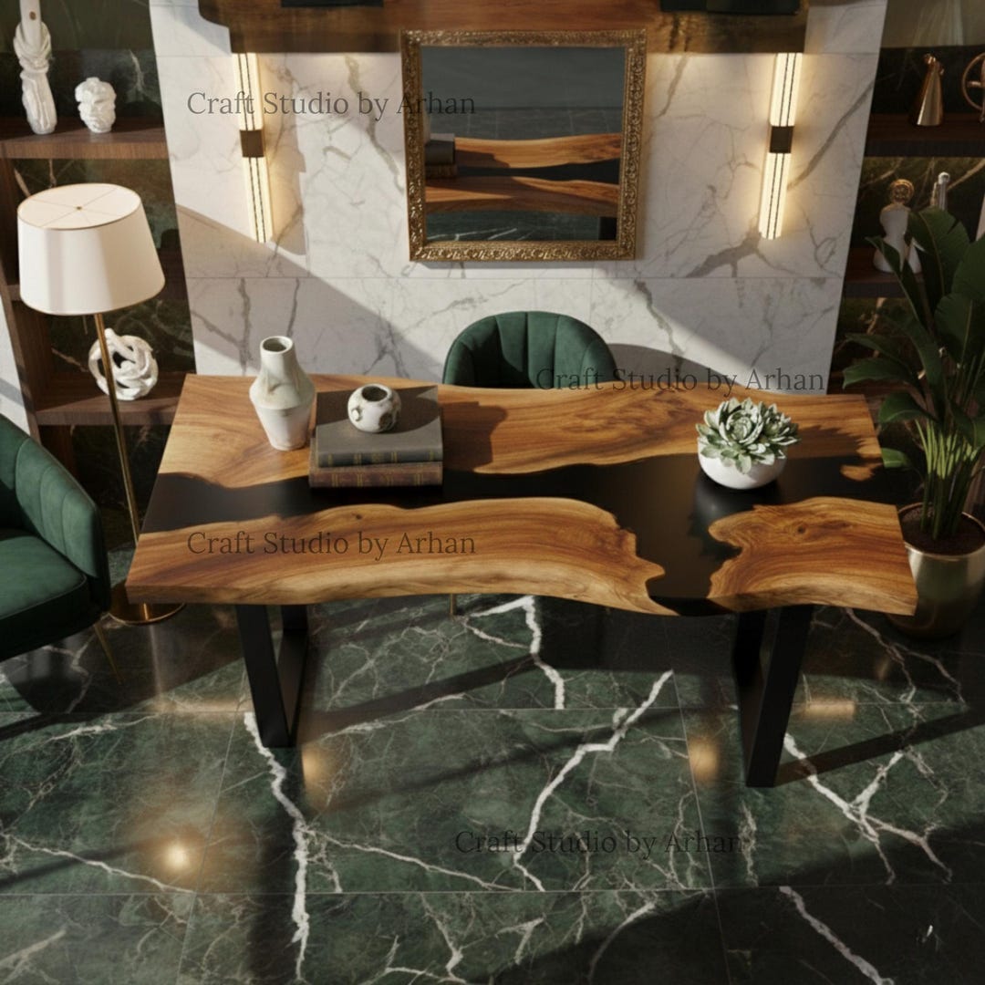 Handcrafted Luxury Epoxy Resin River Table | Solid Wood Entryway ...