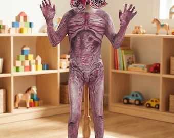 Demogorgon Monster Costume, Cannibal Flower Mask, Sci-Fi Jumpsuit (2-Piece Set)