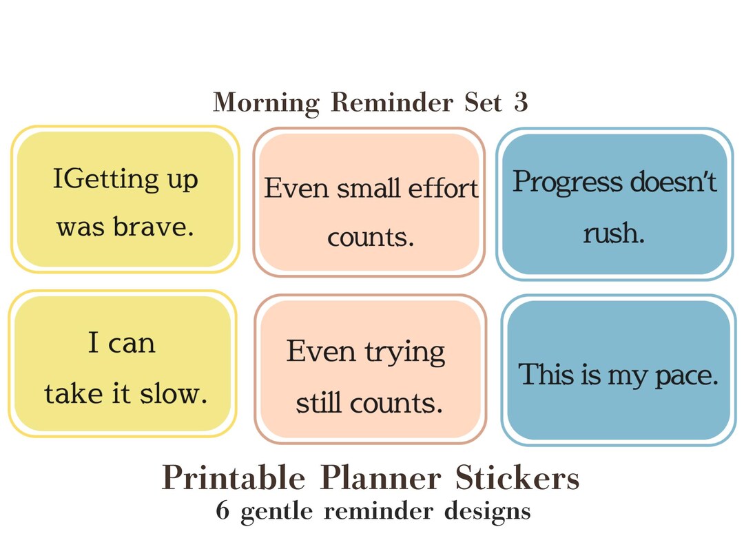 Self Remind Sticker Morning Reminder Stickers | Printable Planner Stickers | Gentle Self ...