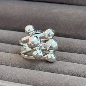 Handmade Sterling Silver Bubble Ring, Modern Ball Cluster Ring