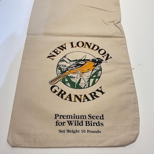 New London Granary 10 lb. Bird Seed Cloth Bag, empty, no seeds.