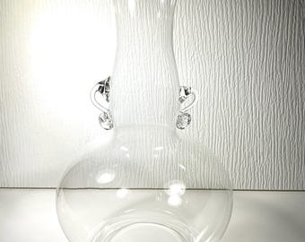 Lampe globe vintage en verre soufflé à la main, partie lampe électrique au kérosène